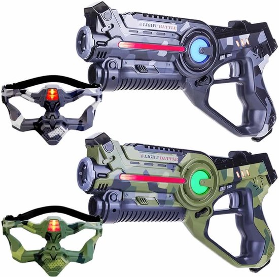 Light Battle Active Camo Laser Game Set - 2 Lasergame Guns + 2 VIP Maskers